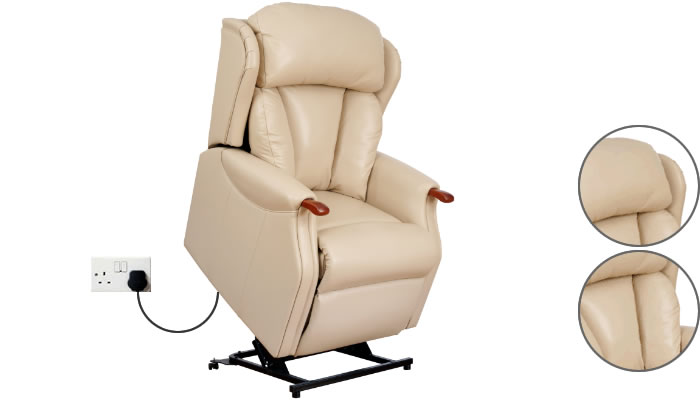 Celebrity Furniture Canterbury Leather Dual Motor Riser Recliner with Headrest and Lumbar Support